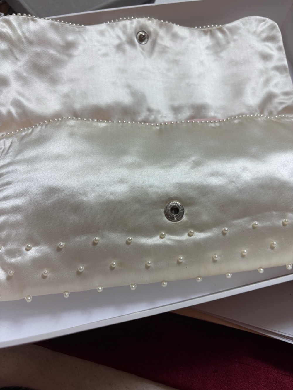 VTG - 1998 Wedding Pearl Clutch Purse 10”x5” - Picture 7 of 8